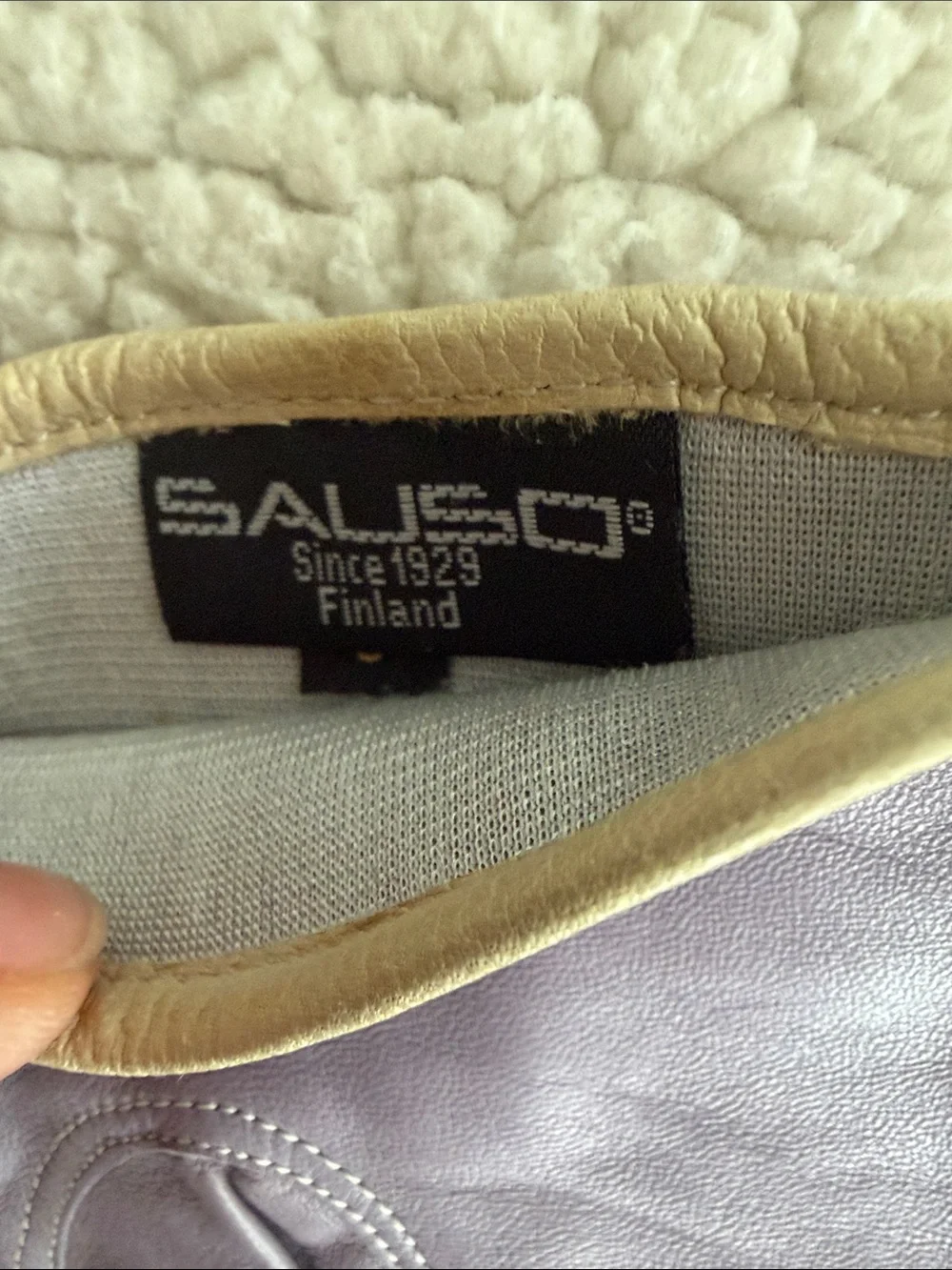 AUSO Finland soft Women's Lavender Leather Gloves with Gold Buckle Accents